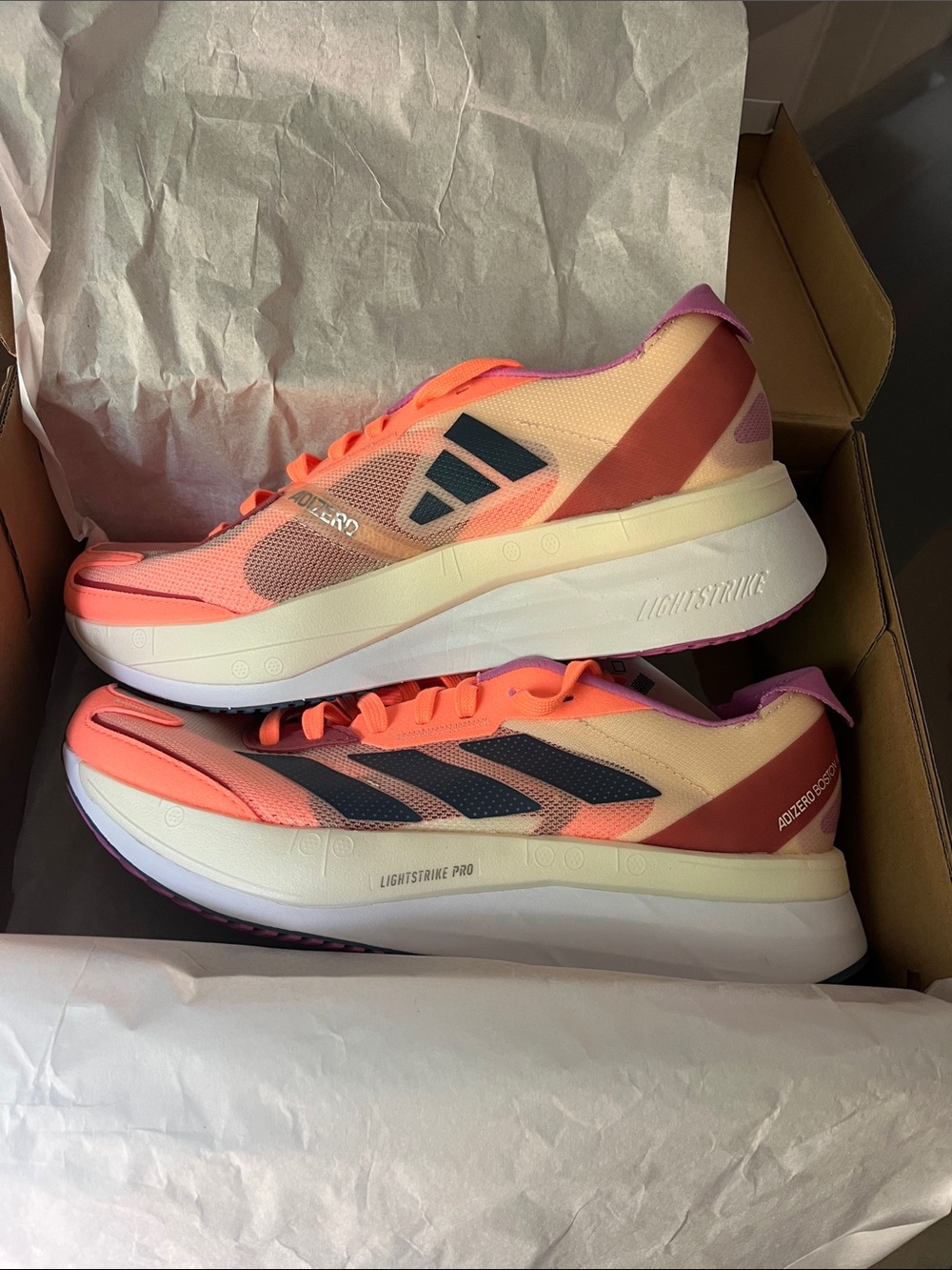 adidas Women's Lightstrike Pro Running Shoes - Coral Orange/Navy/Pink